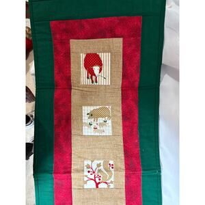 Vintage Handmade Quilted Christmas Animal Table Runner - 40 in x 14.5 in
